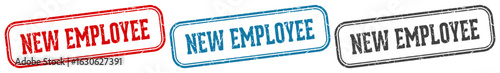 new employee stamp. new employee rectangular stamp set isolated on white background