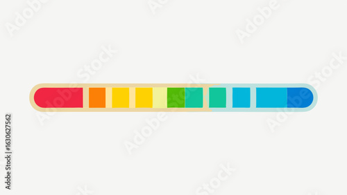 Color Indicators A simple graphic of a colorchanging indicator strip used in tests depicting the result analysis of biological samples.