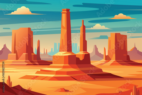 Southwestern Desert Buttes Vector Landscape