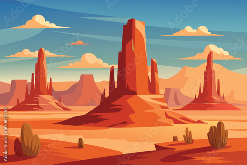 Desert Rock Formation Vector Background