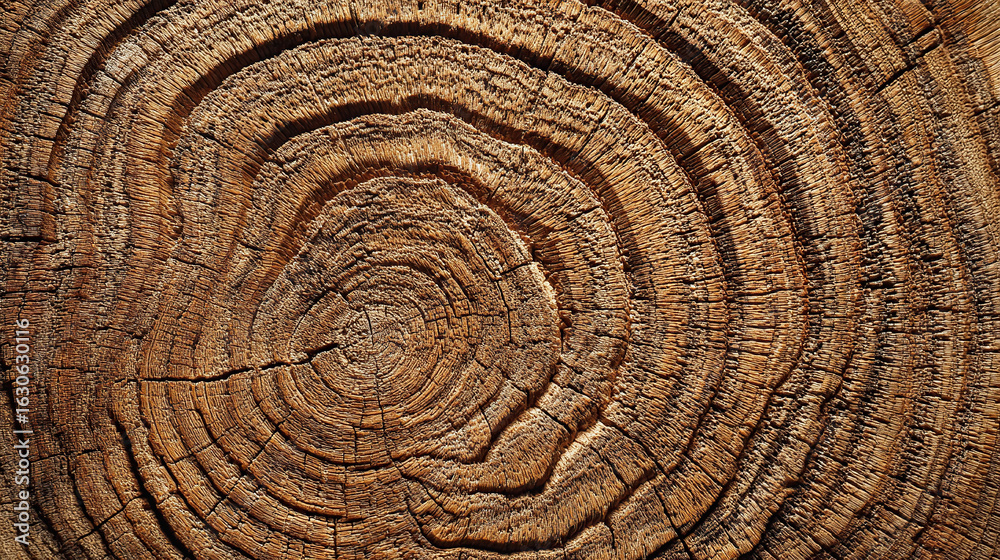 Fototapeta premium Intricate Macro View of Tree Ring Patterns in Cross-Section
