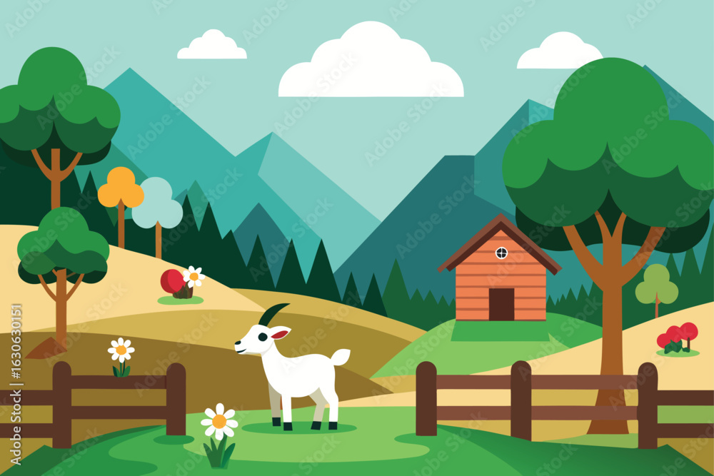 Fototapeta premium Mountain Village Landscape