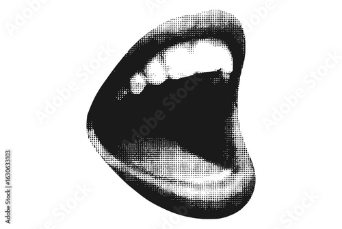 Isolated Open Mouth in Black and White