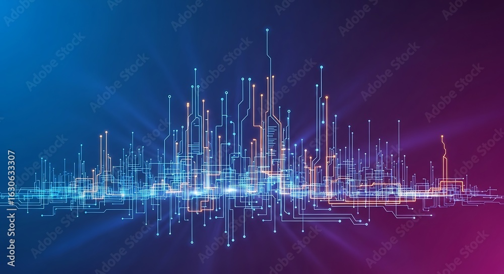 Naklejka premium Digital City Skyline