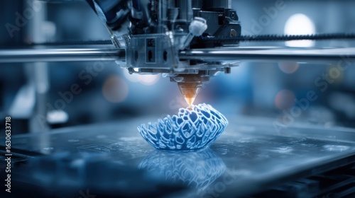 Obraz na płótnie 3d printer creating blue lattice object