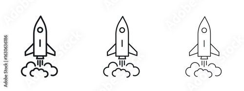 Rocket launch icon simple line design - Simple Vector Illustration