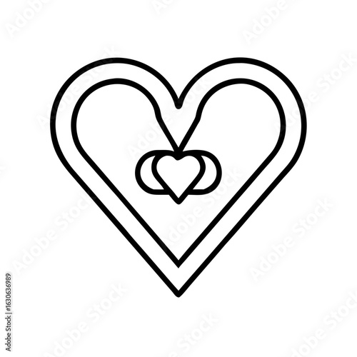 Heart symbol with wedding rings inside representing core values icon  