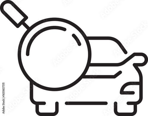 Flat Vector Icon of Car with Magnifying Glass for Vehicle Search or Auto Inspection Design