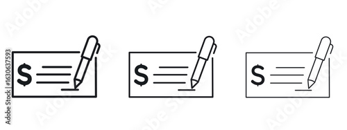 Money check icon simple line design - Simple Vector Illustration