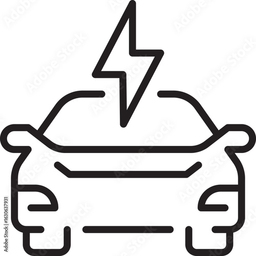 . Flat Vector Icon of Electric Vehicle Charging for Green Transport or EV Station Design