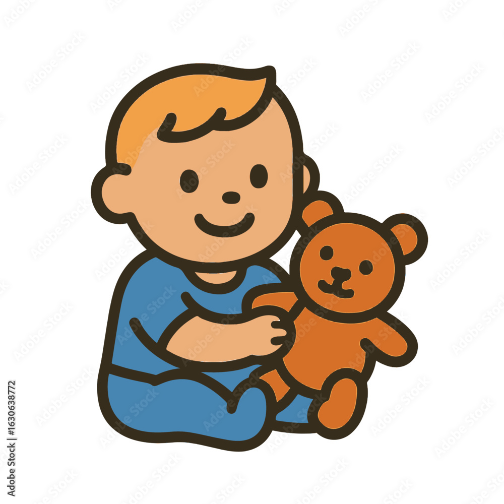 Fototapeta premium illustration child with toy vector on white background Vector illustration icon on white background