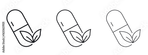 Herbal capsule icon simple line design - Simple Vector Illustration