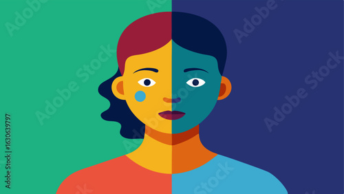 Before and After A splitscreen illustration showing a person before treatment with dull skin and after treatment with glowing vibrant skin.