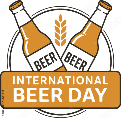 Celebrate International Beer Day with this Festive Design Featuring Beer Bottles and Wheat