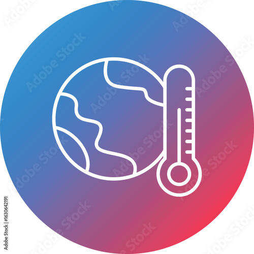 Global Warming Line Gradient Circle Background Icon