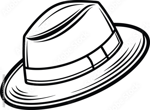 Stylish Fedora Hat Illustration for Fashion or Design Projects