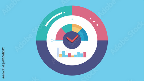 Daily Health Summary A circular dashboard on a device screen summarizing vital health metrics like heart rate sleep duration and activity level for the day.