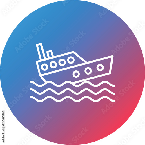Boat Sink Line Gradient Circle Background Icon