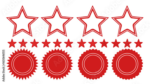 Red star rating stars quality badge award success achievement best choice award