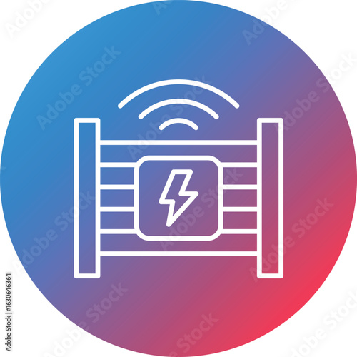 Electric Fence Line Gradient Circle Background Icon