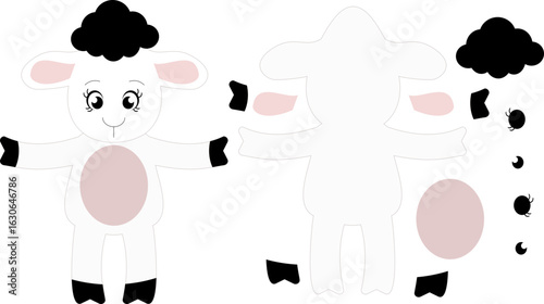 Sheep, cute, Cut file, laser cut, Cricut, silhouette, paper, felt, foam, fabric, school, decoration, animal, illustration, art, farm, funny, character, book