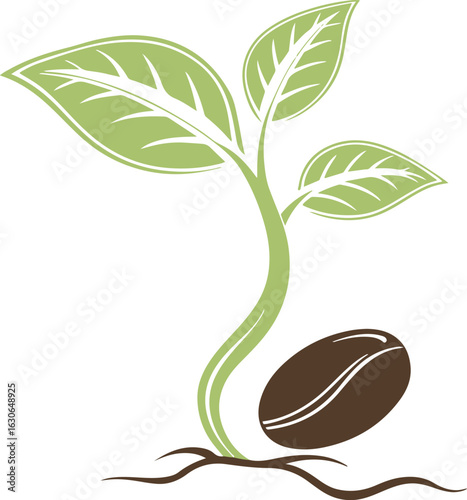Vector illustration, a sprout sprouting from the ground