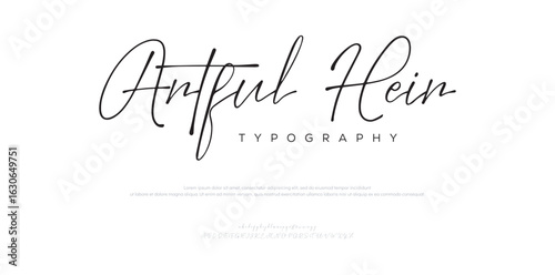 Artful Hein, Signature Modern Branding Font. Elegant Script Signature Font for Wedding Invitations, Business Branding, and Fashion Projects . vector illustration 
