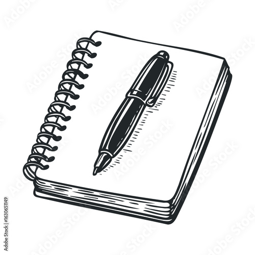 Simple notepad with pen for note taking and brainstorming ideas