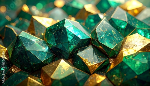 Emerald gemstones cluster close-up