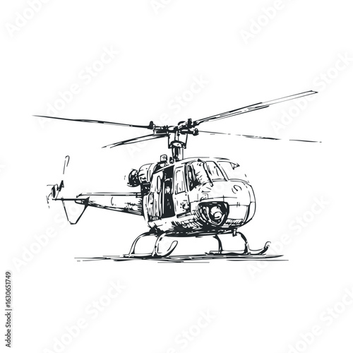 Helicopter sketch design for aviation enthusiasts and artists