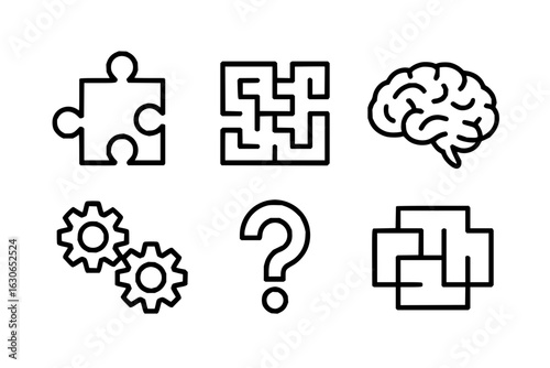 Unlock your potential with puzzle solving brain games and mind challenges vector illustration set