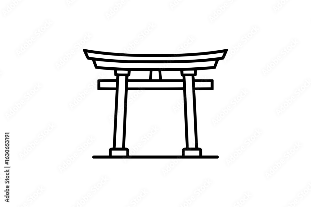 Torii gate vector icon japanese shrine entrance illustration simple line art oriental architecture symbol