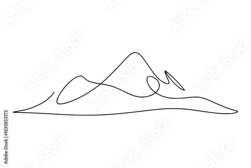 Discover minimalist mountain range line art vector drawing for nature landscape design projects today