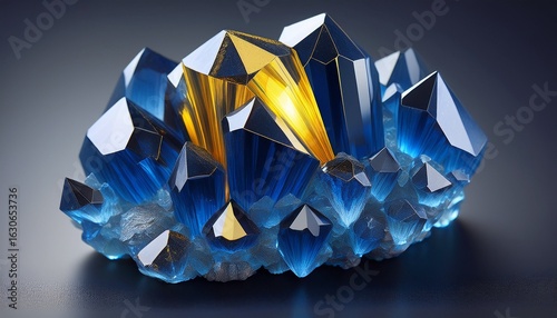 dark blue crystal cluster with yellow accent