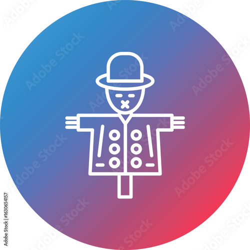 Scarecrow Line Gradient Circle Background Icon