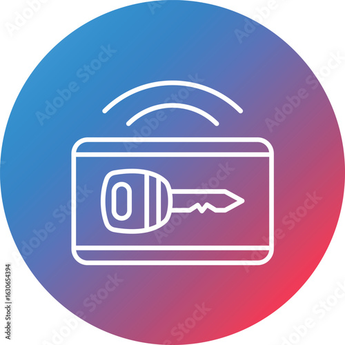 Smart Keycard Line Gradient Circle Background Icon