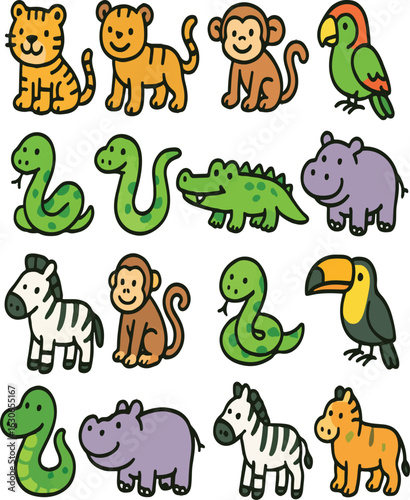 set of cartoon animals