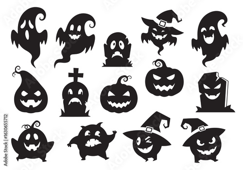 Assortment of Halloween themed icons and characters