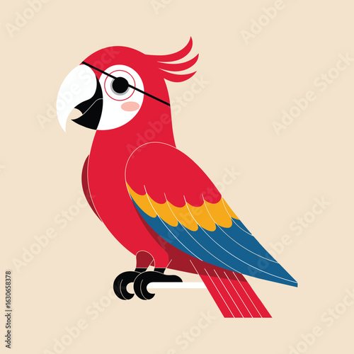 vector illustration of a parrot on a branch