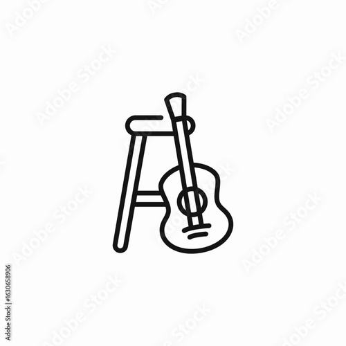 guitar on stool icon sign vector