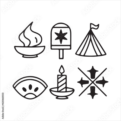 diwali vactor art ikon pack shiliuty