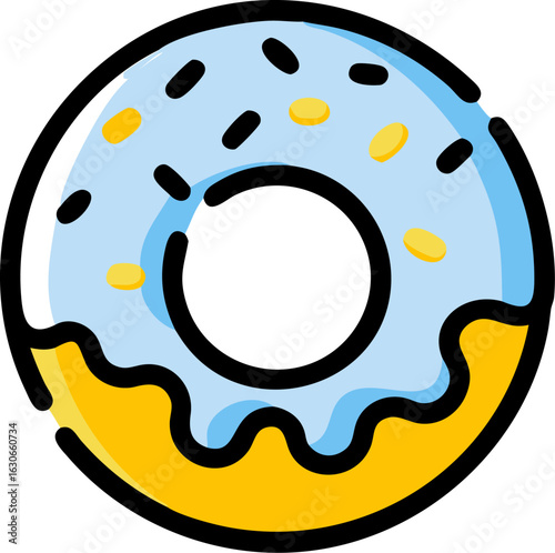 Delicious chocolate glazed doughnut with colorful sprinkles