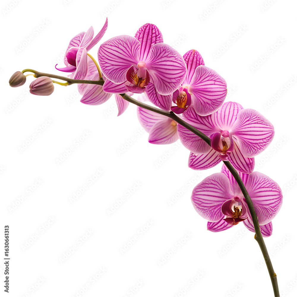 Fototapeta premium Pink phalaenopsis orchid branch isolated on transparent background