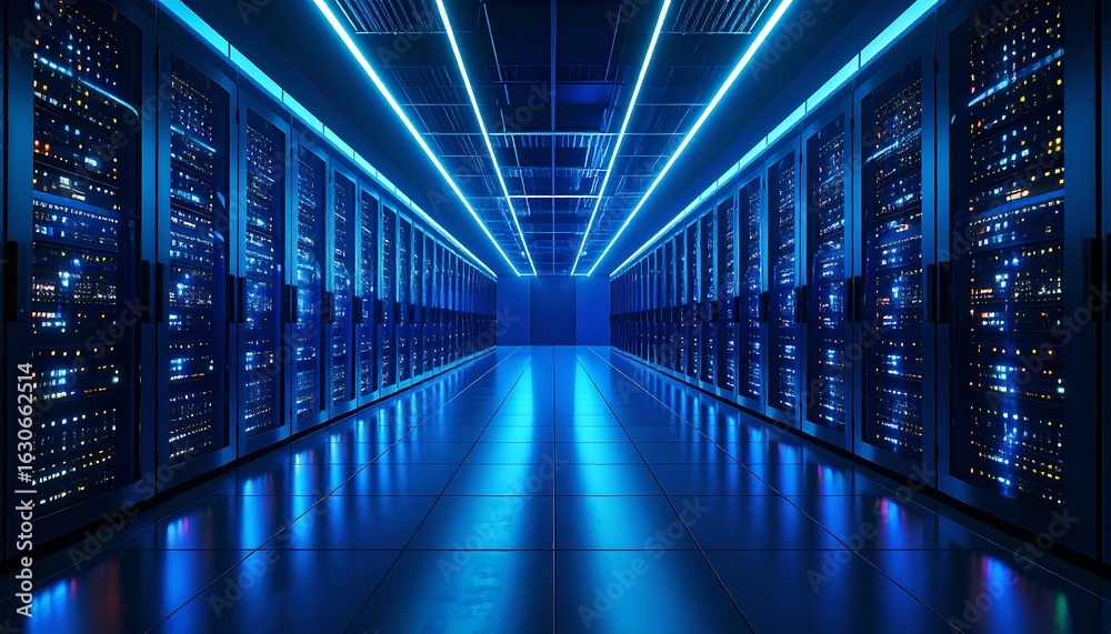 Fototapeta premium Futuristic server room interior