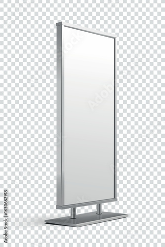 3d render for vertical metal billboard banner advertising mockup preview isolated on a white