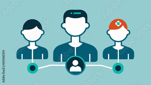 Family Connection An icon of a family of three each wearing different types of wearable devices with interconnected lines showing shared health data.
