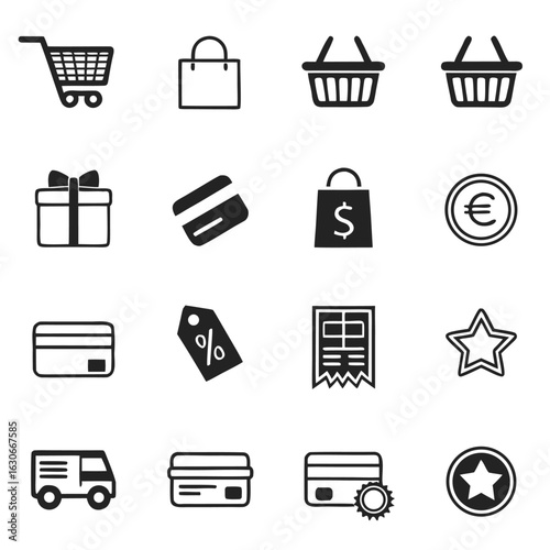 Collection of hand drawn e commerce and shopping icons