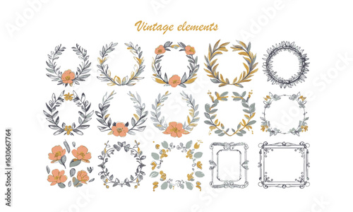 Classic calligraphy swirls, swashes, and floral motifs. Good for greeting cards, wedding invitations, Frames, labels, logos and banners, easily editable.