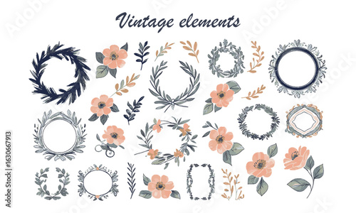 Classic calligraphy swirls, swashes, and floral motifs. Good for greeting cards, wedding invitations, Frames, labels, logos and banners, easily editable.