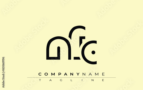 NFC abstract letter design. Modern Business Logo Design With Abstract Typography and Contemporary Style